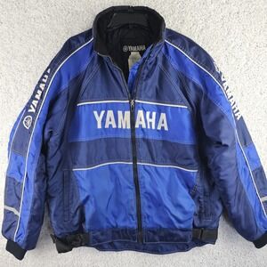Vintage Blue Yamaha Factory Racing Snowmobile Quilted Jacket Men's XL